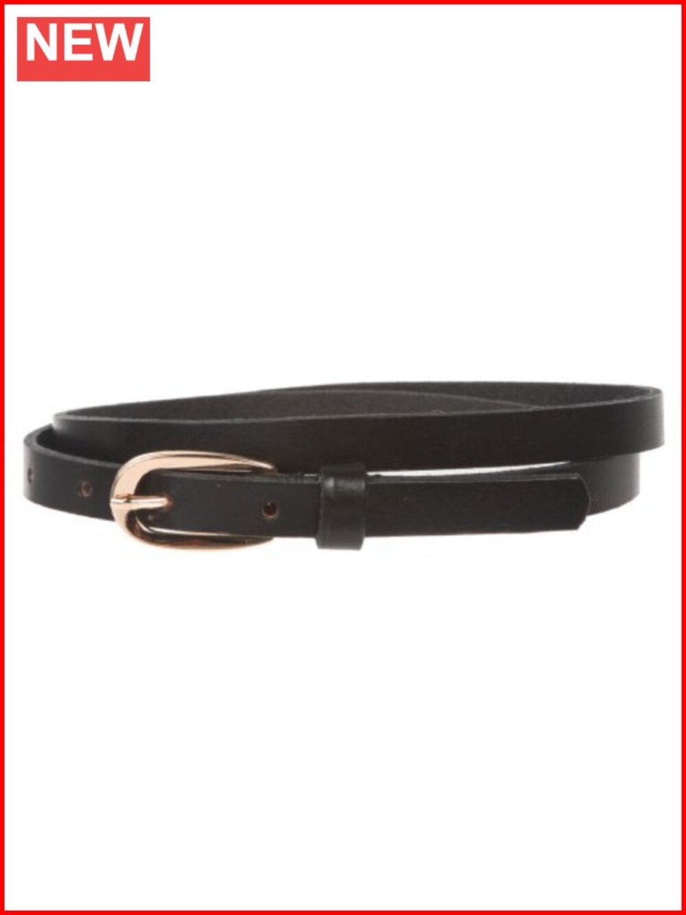 Skinny 1/2" Full Grain Leather Dress Belt with Gold Tone Buckle